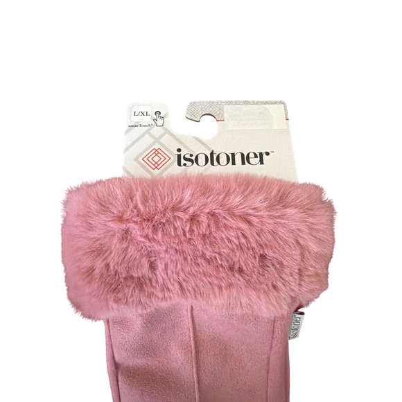 Isotoner Gloves Womens L/XL Dark Orchid Pink New Faux Fur smarTouch 289W3DKOL - Picture 2 of 6